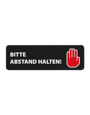 Ansteck-Schild „Abstand halten“ mit Magnet 78x25 mm