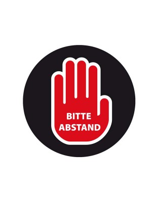 Button „Bitte Abstand“ zum Anstecken 8cm