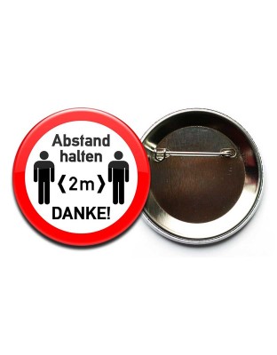 Button „Abstand halten 2m“ zum Anstecken 3,7cm