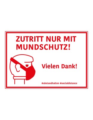 Aufkleber „Nur mit Mundschutz“ | DinA5