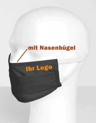 Wiederverwendbare Maske mit Nasenbügel bedruckt mit Ihrem Logo